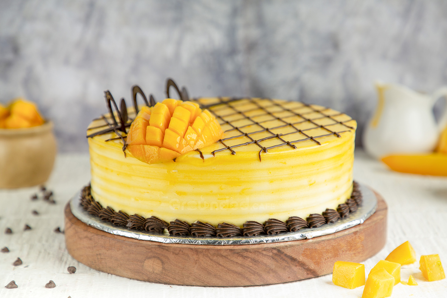 Buy Mango Chocolate Cake Online at Grounded.cafe - Premium Cake Shop